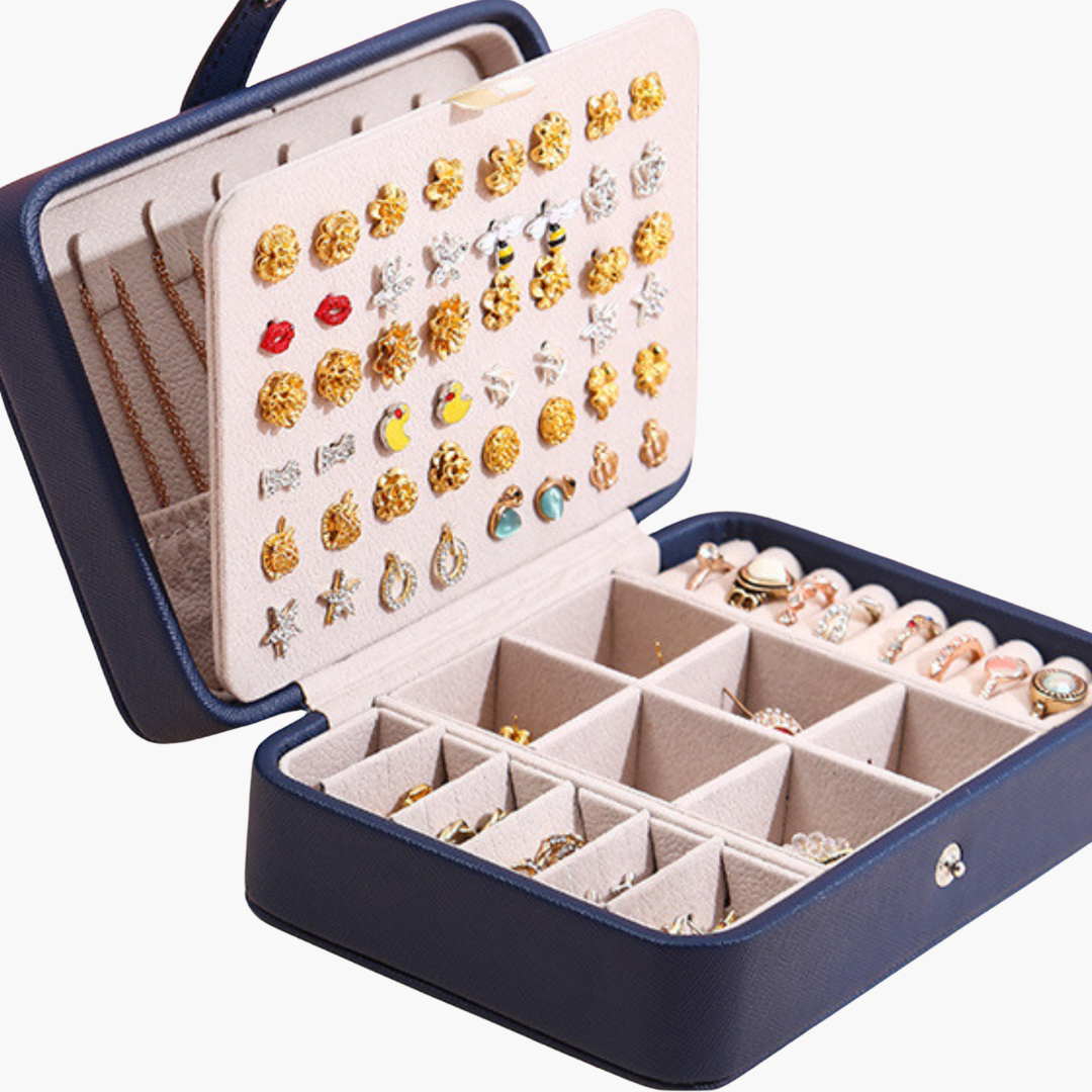 Boîte à Bijoux Compacte en Cuir