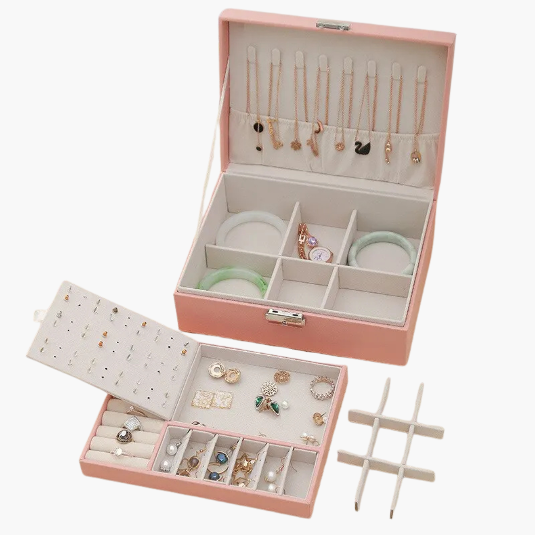 Boîte à Bijoux Chic en Cuir et Velours
