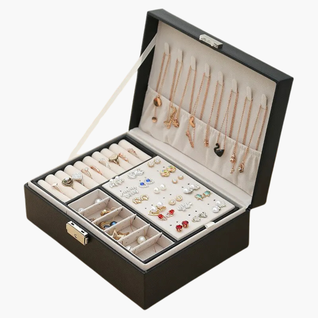 Boîte à Bijoux Chic en Cuir et Velours