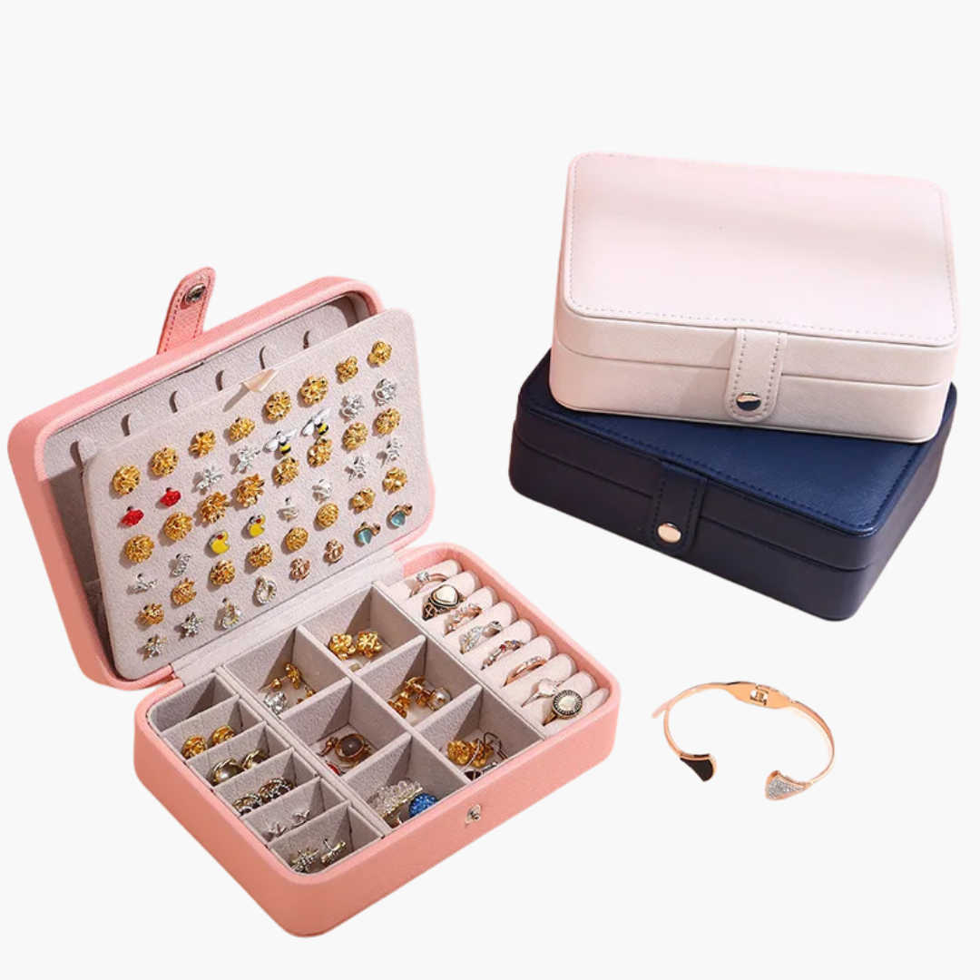 Boîte à Bijoux Compacte en Cuir