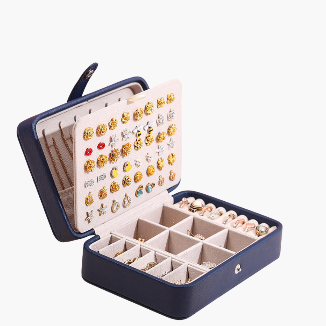 Boîte à Bijoux Compacte en Cuir