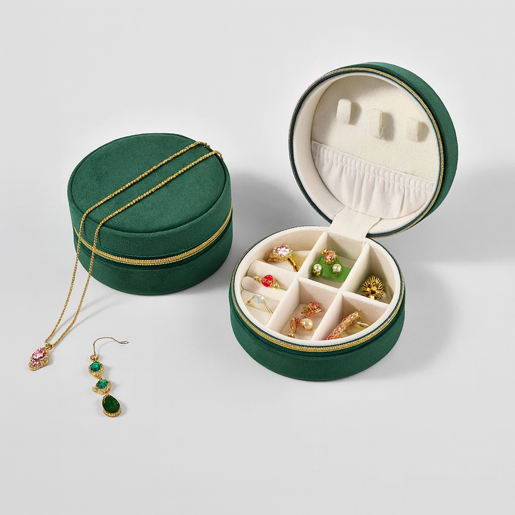 Petite Pochette à Bijoux Ronde en Velours