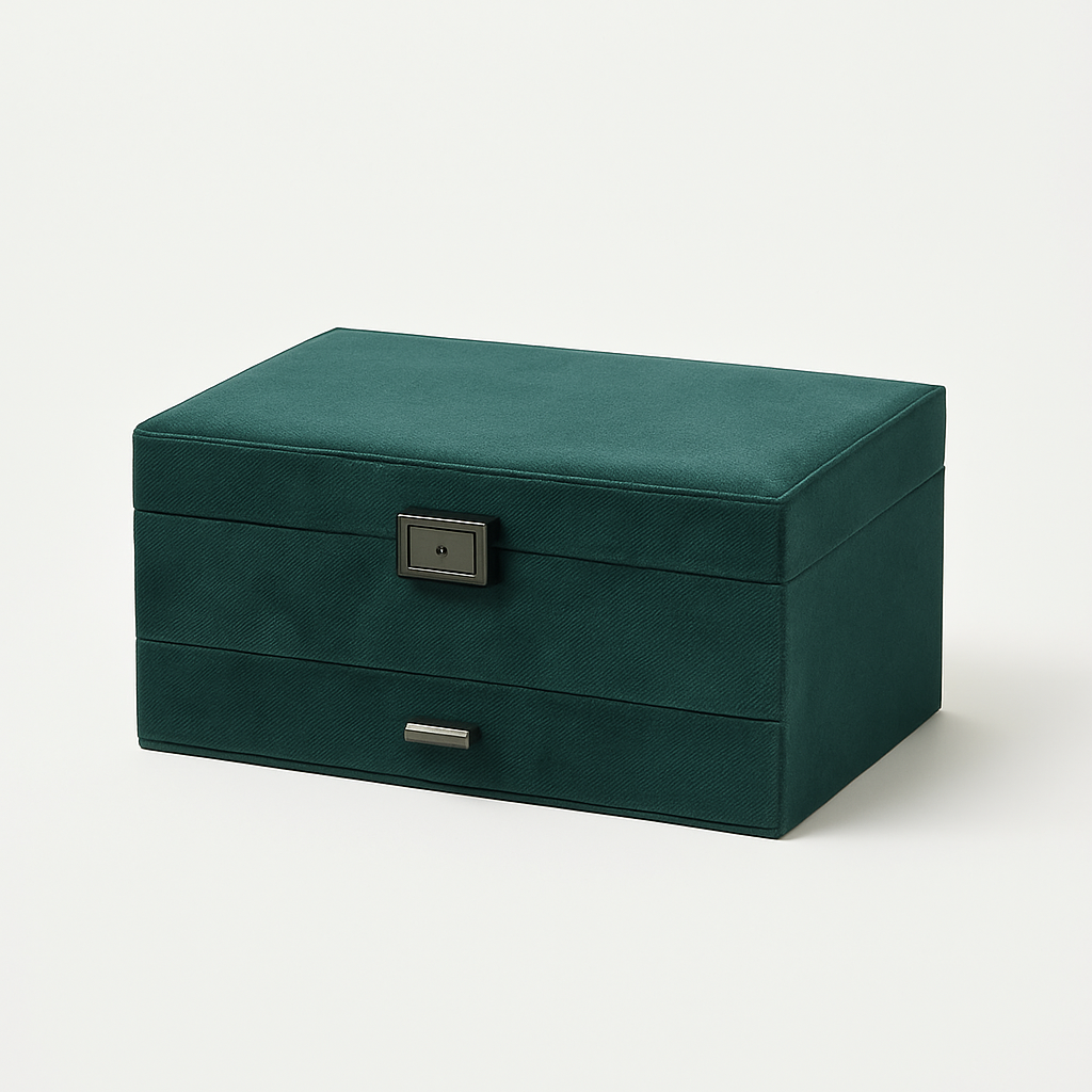 Boîte à Bijoux Vert Émeraude avec Tiroir