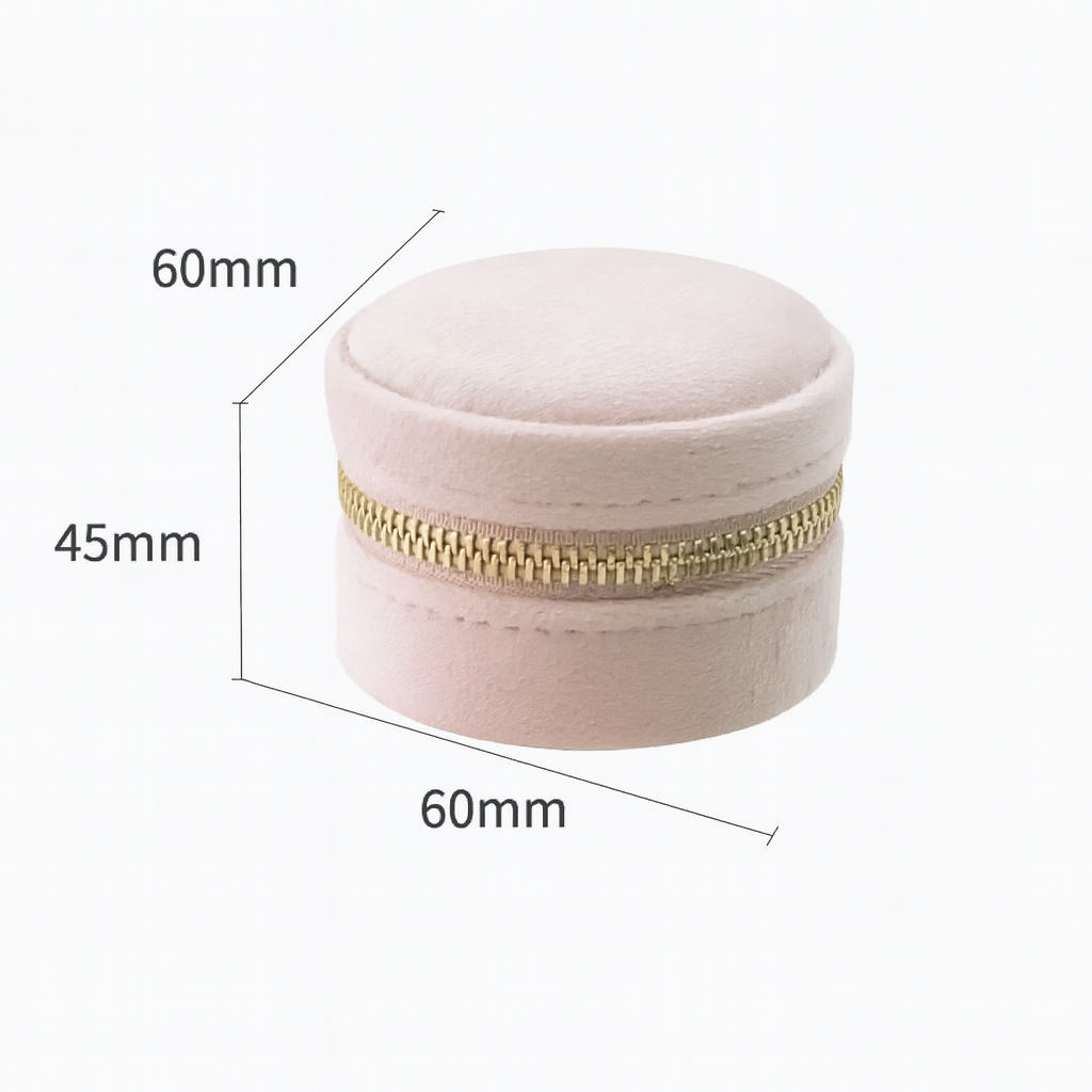 Boîte à Bijoux Ronde de Poche en Velours