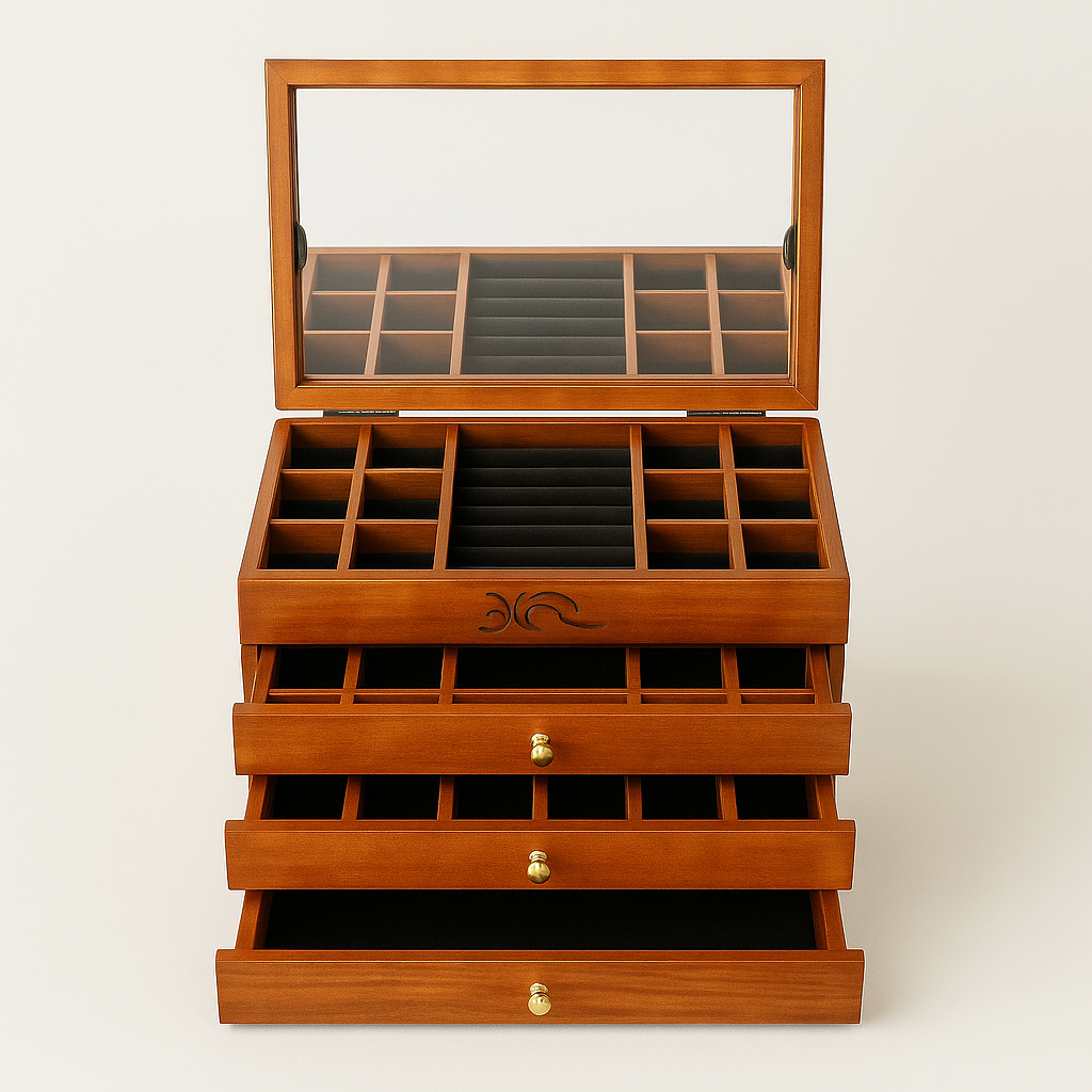 Boîte à Bijoux Raffinée en Bois et Velours