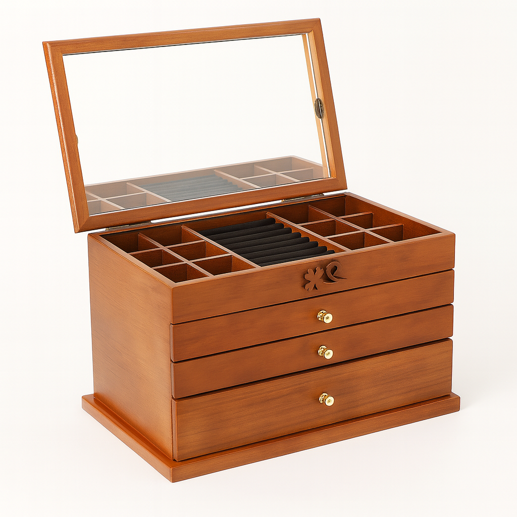 Boîte à Bijoux Raffinée en Bois et Velours