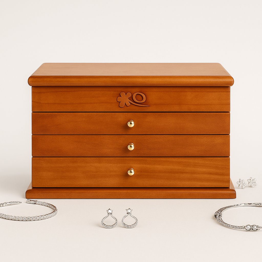 Boîte à Bijoux Raffinée en Bois et Velours