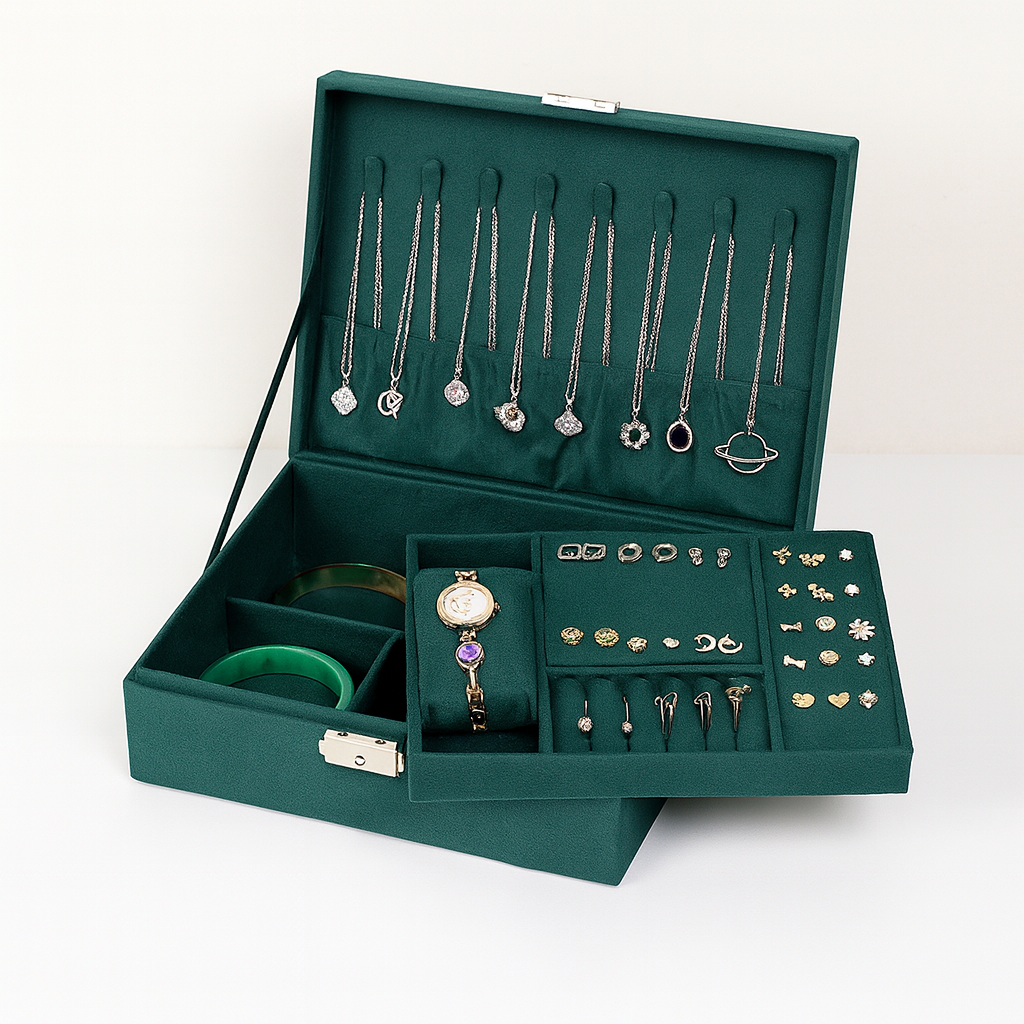 Boîte à Bijoux en Velours avec Serrure