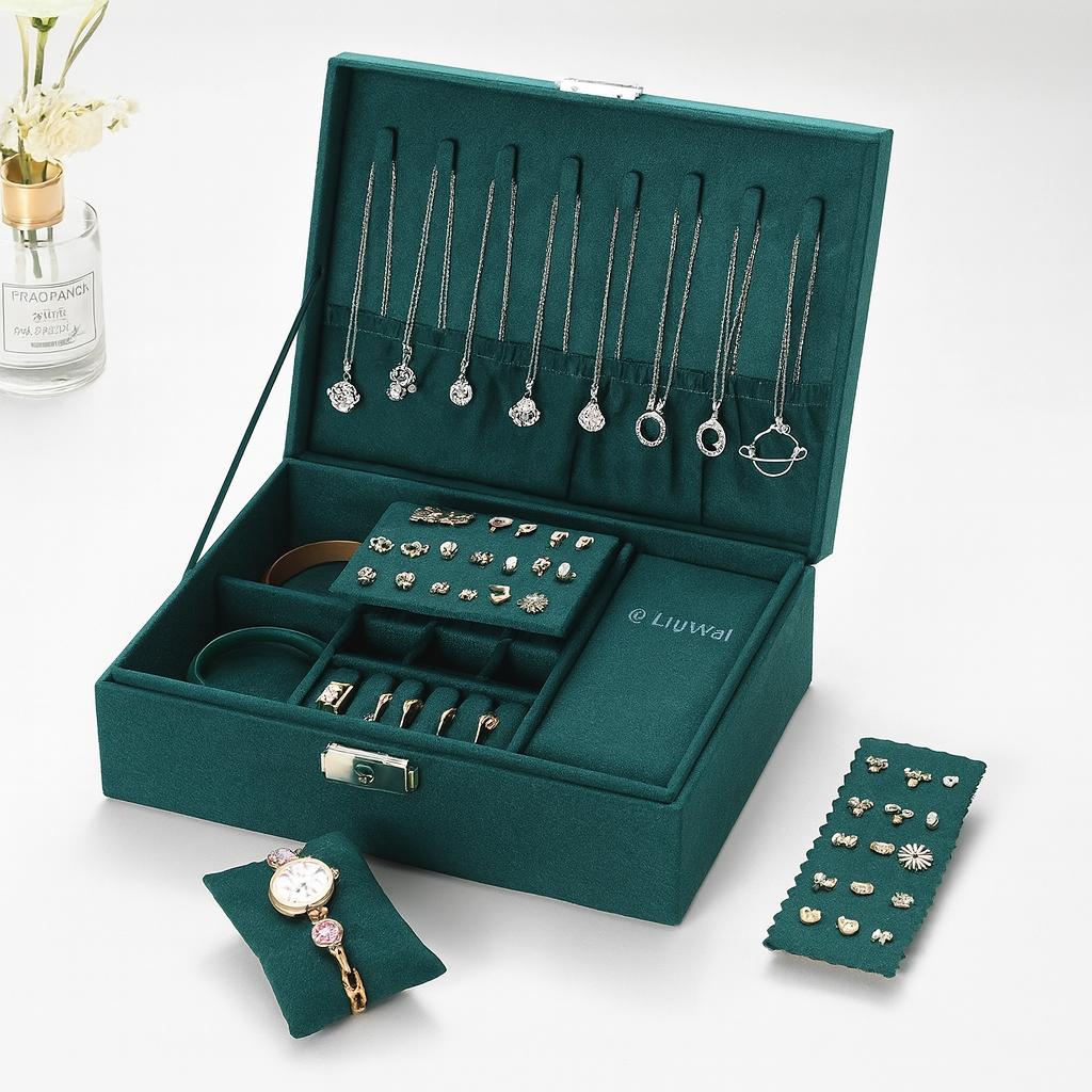 Boîte à Bijoux en Velours avec Serrure