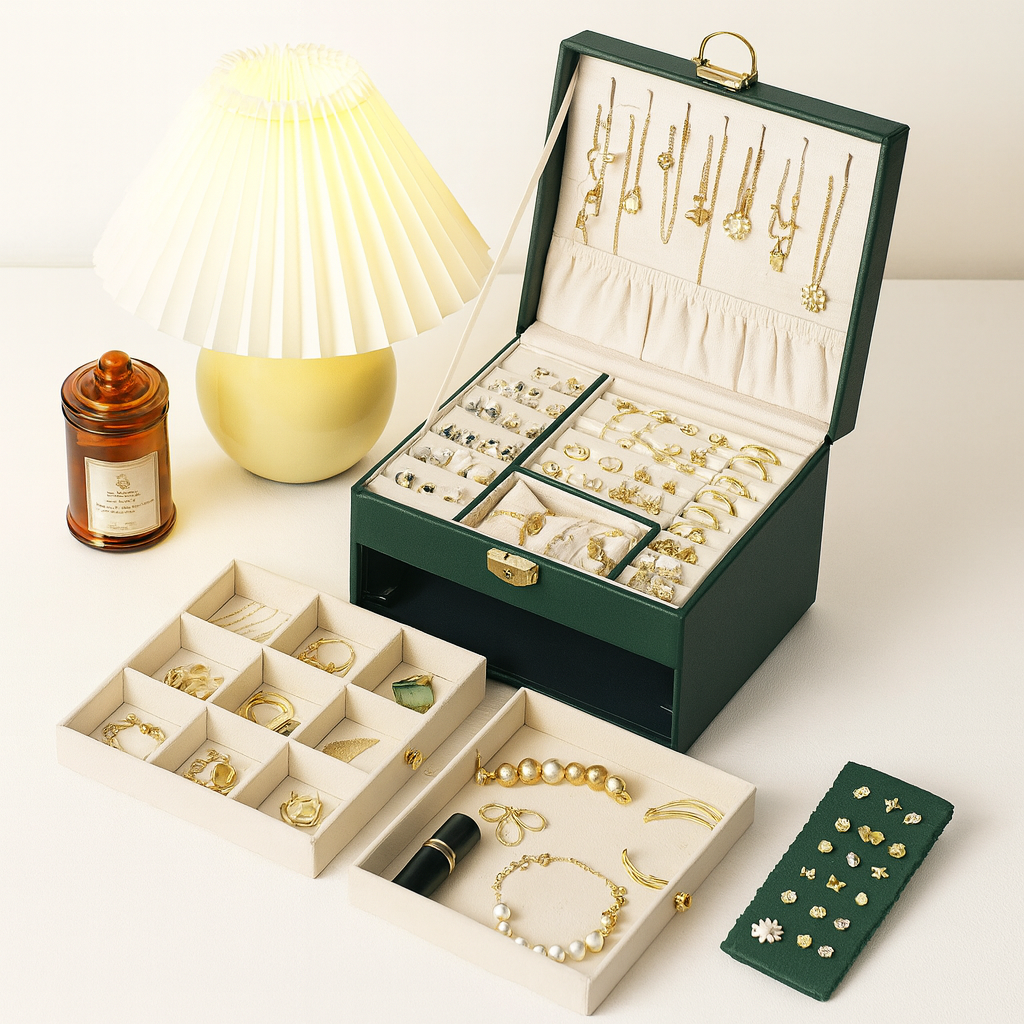 Boîte à Bijoux en Cuir Texturé