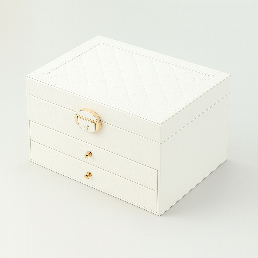 Boîte à Bijoux en Cuir Texturé