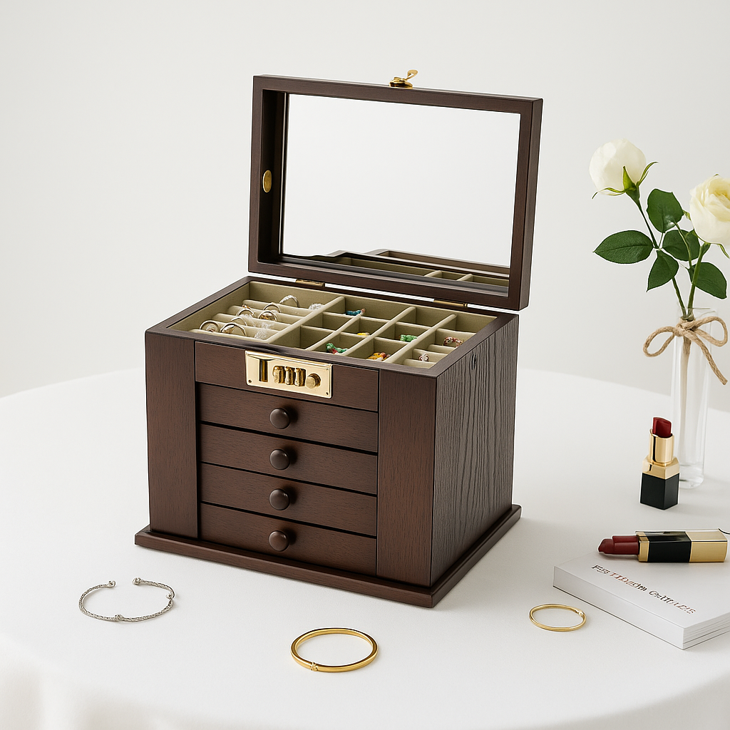 Boîte à Bijoux en Bois de Noyer