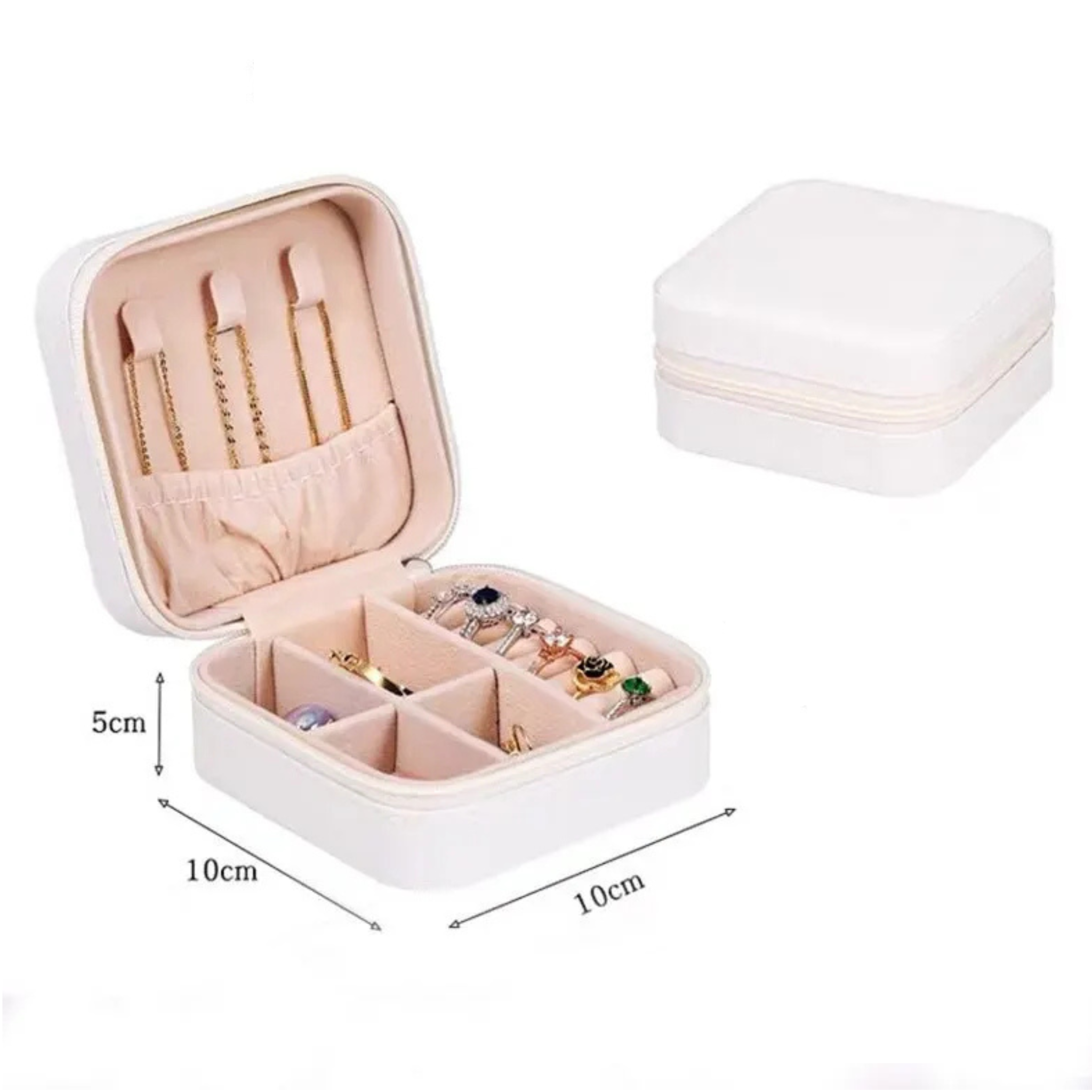 Boîte à Bijoux Élégante en Cuir Double Niveau