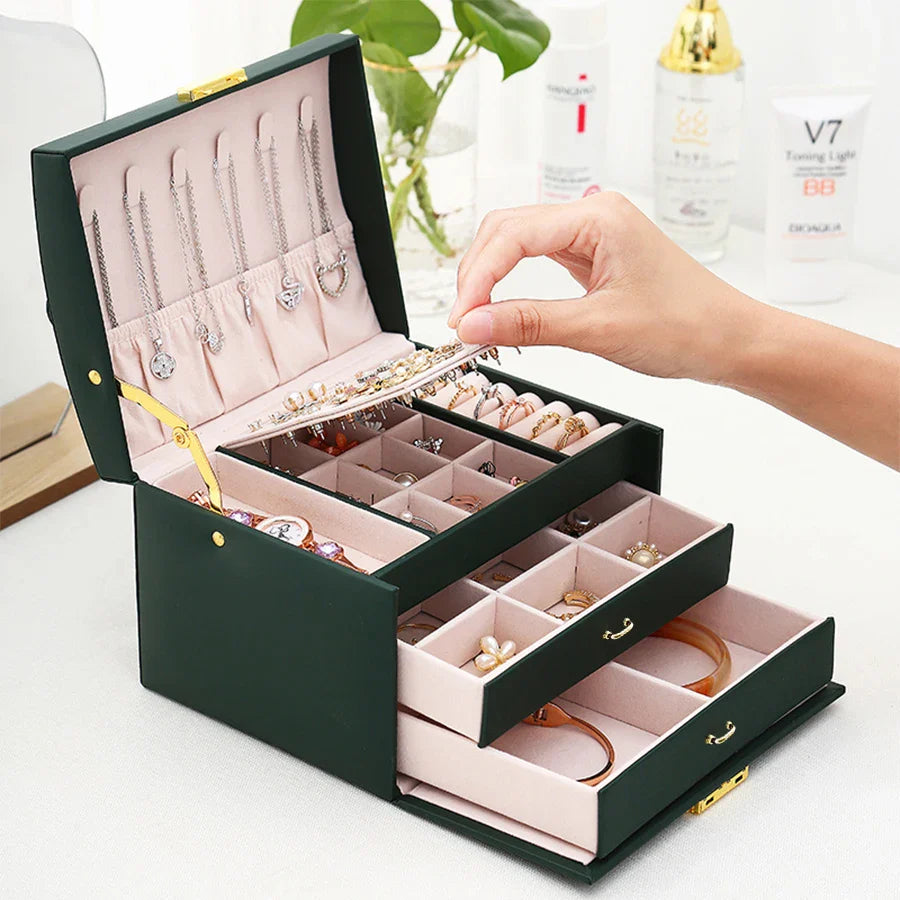 Boîte à Bijoux à Trois Niveaux avec Fermeture Arquée